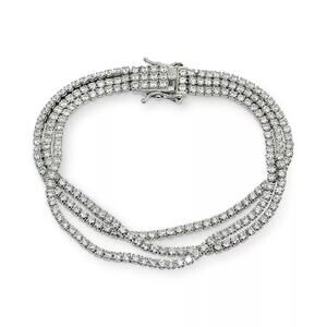 Cubic Zirconia Multi-Row Statement Bracelet in Sterling Silver